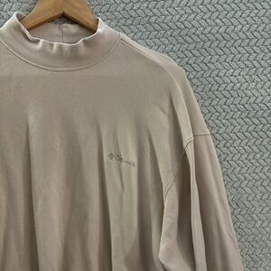 Columbia Sportswear Men's Large Tan Mock Neck Long Sleeve Shirt 100% Cotton Warm